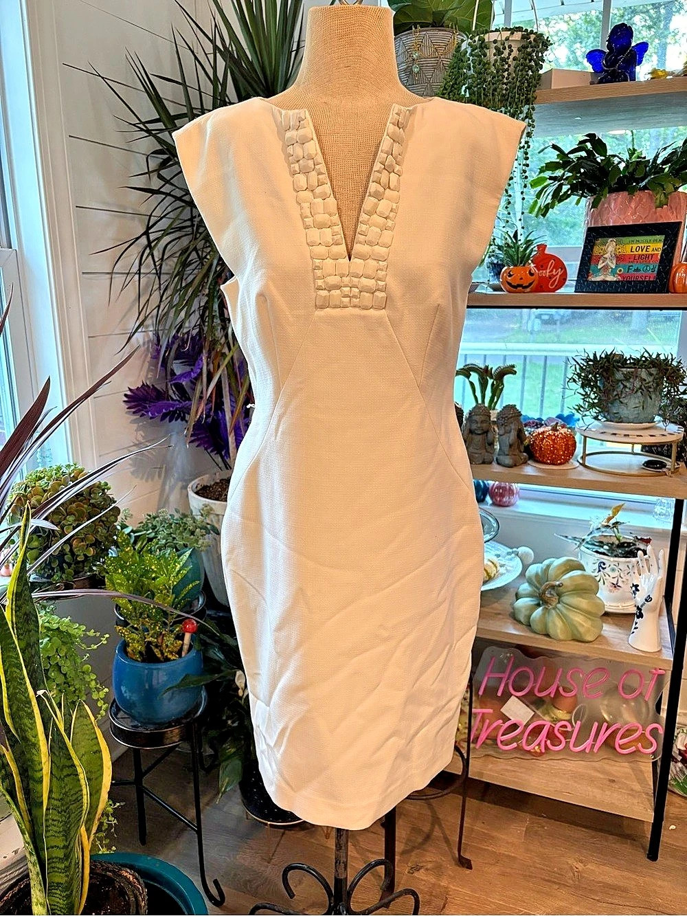 Ted Baker Linen Blend Mini Dress in Cream Size 2 Like New